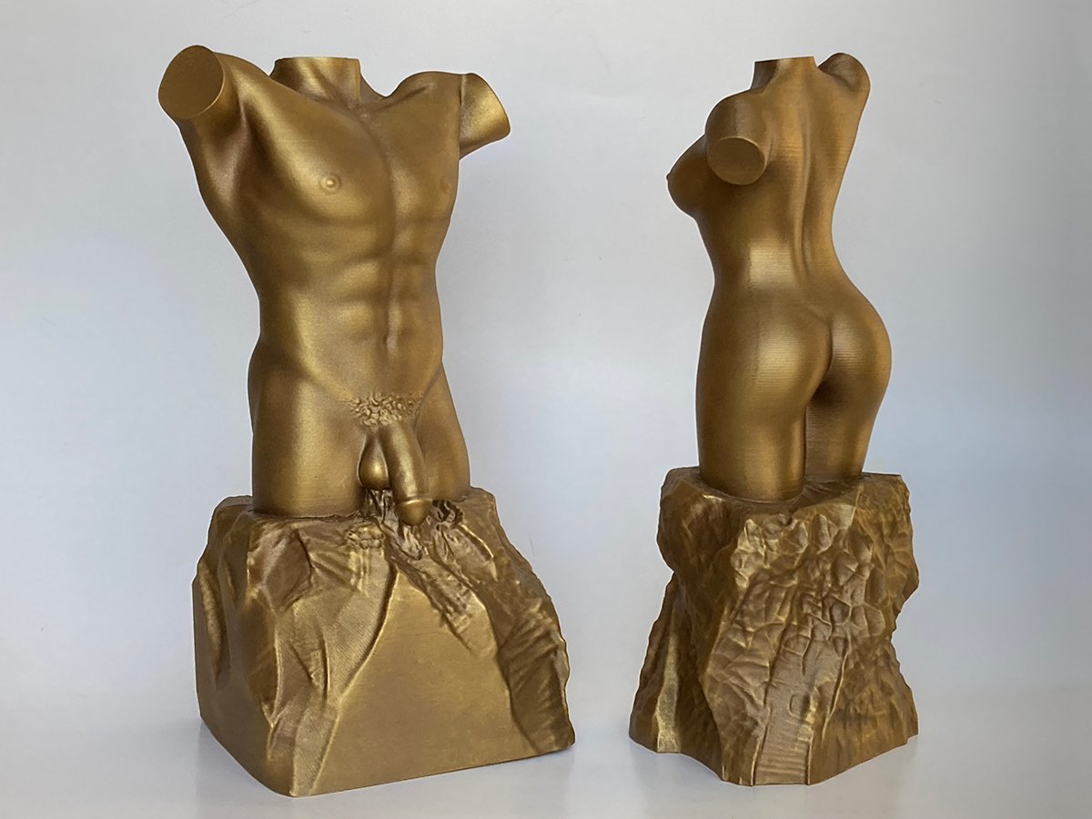 Custom Size 3D Printed Female Torso Sculpture White Plaster Imitation